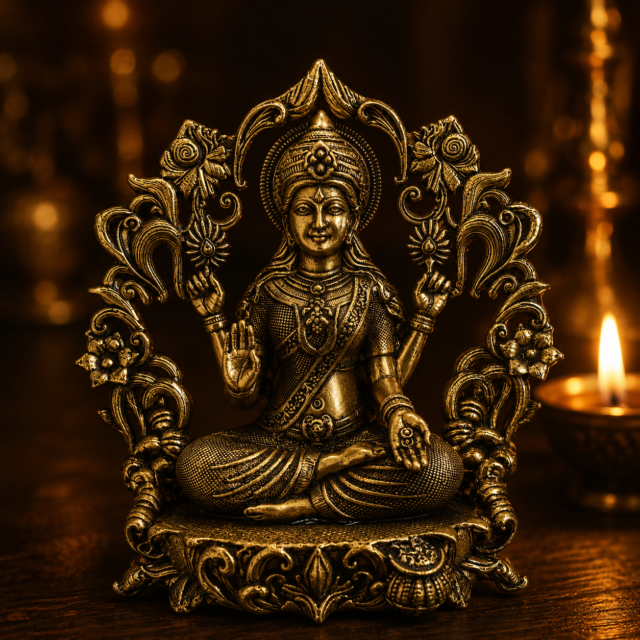 Mahalakshmi — Brass Lakshmi with Ornate Frame