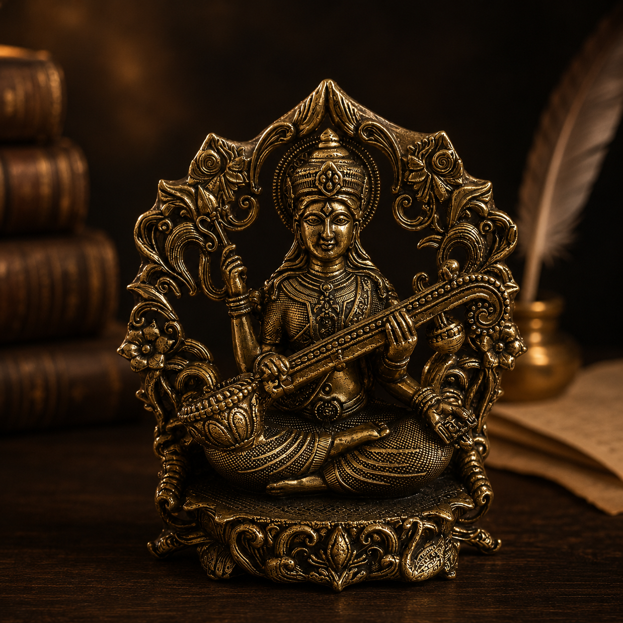Vani — Brass Saraswati with Veena
