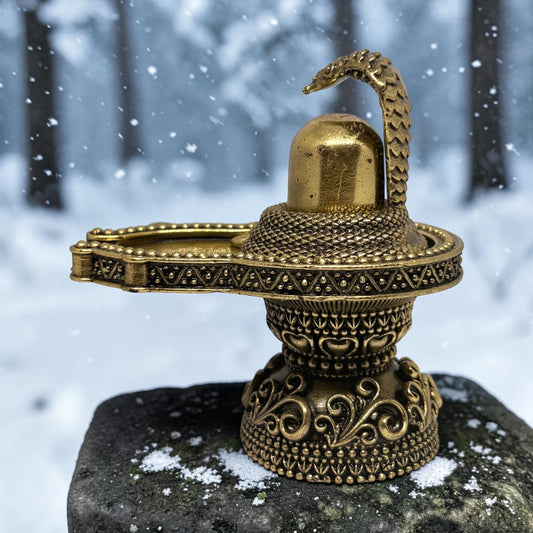Swayambhu: Brass Shiv Lingam with Vasuki Nag