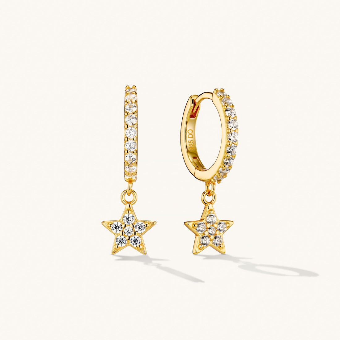 Astrid Star Hoop Earrings in Gold