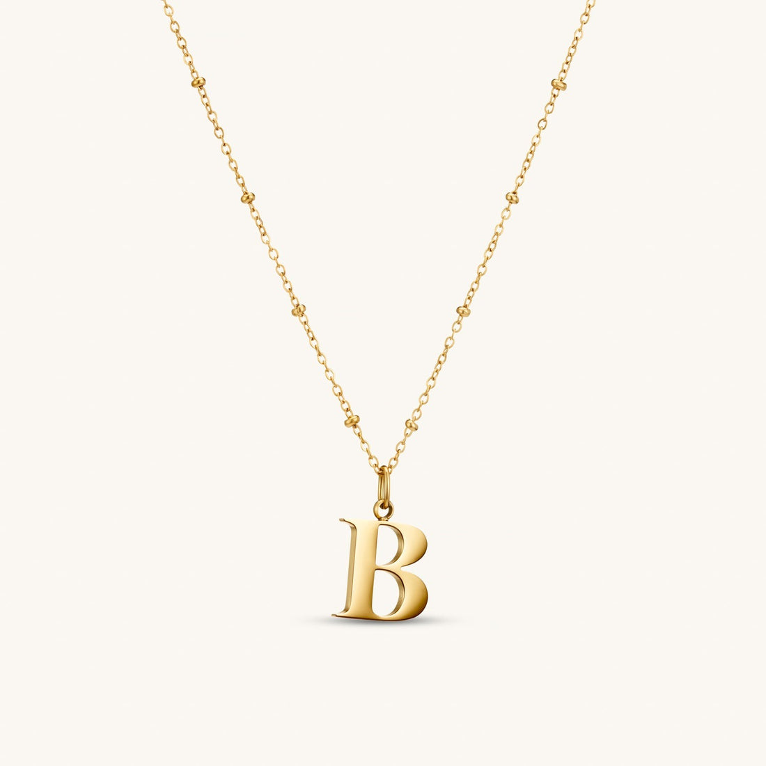 B Initial Necklace in Gold
