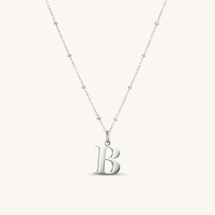 B Initial Necklace in Silver