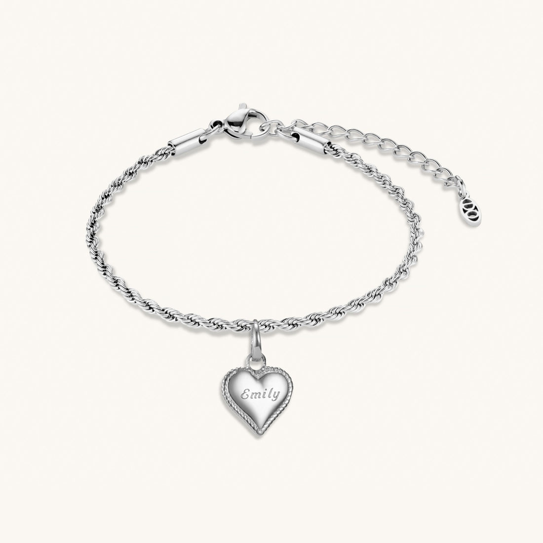 Beaded Heart Bracelet Silver