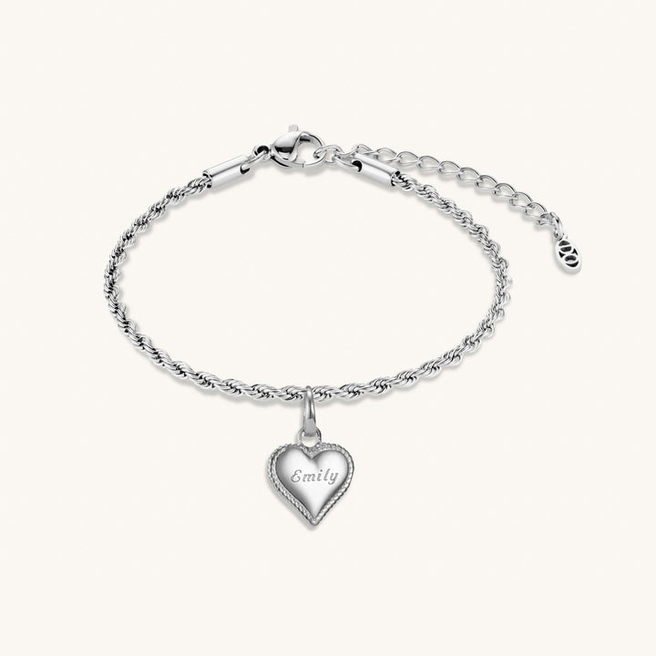 Beaded Heart Bracelet Silver