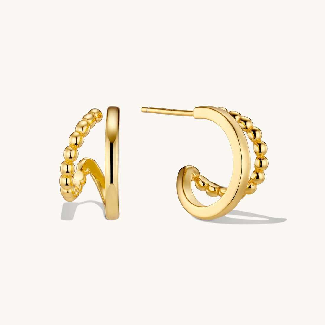 Beaded Layered Hoops Gold
