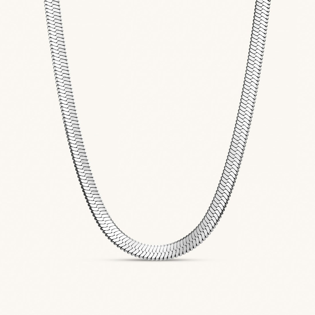 Bold Herringbone Necklace Silver