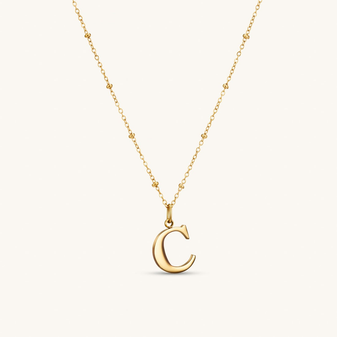 C Initial Necklace In Gold
