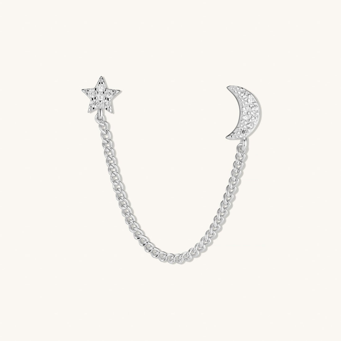 Celestial Link Stud Silver Earring