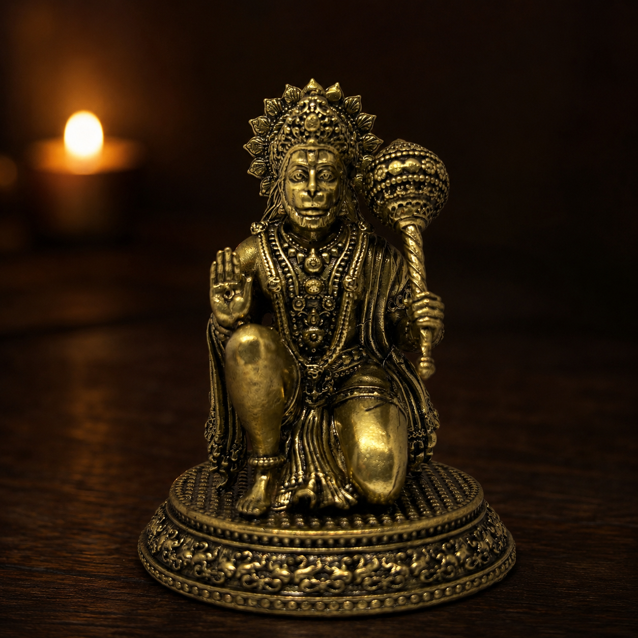 Sankat Mochan — Brass Hanuman, Seated Form