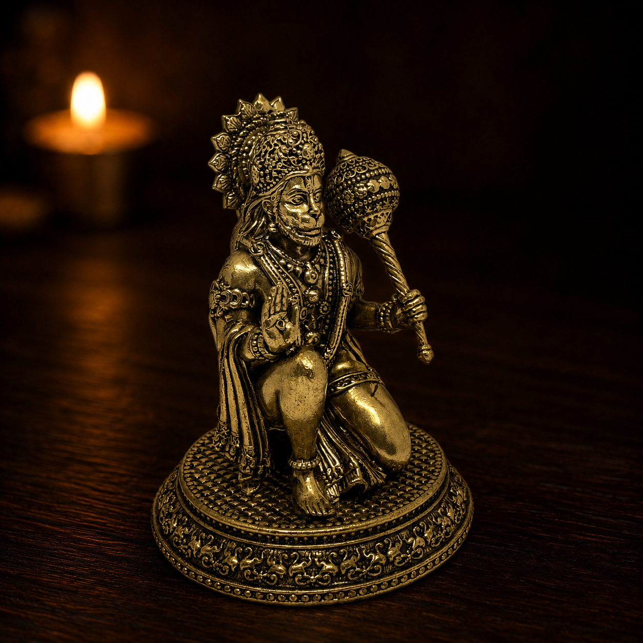 Sankat Mochan — Brass Hanuman, Seated Form