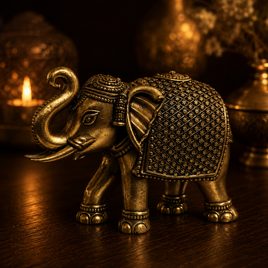 Gajraj — Brass Elephant, Trunk Raised
