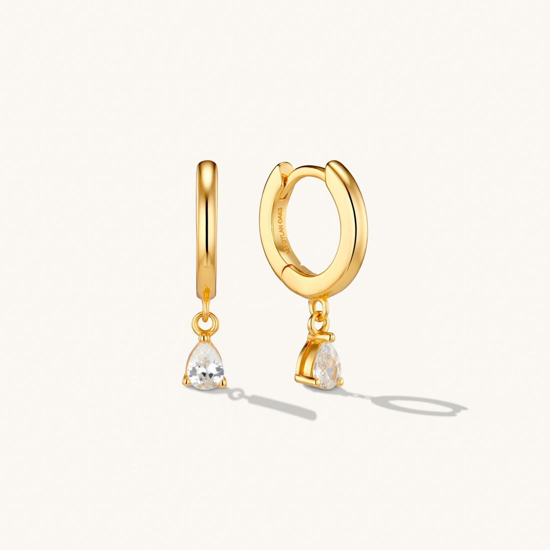 Crystal Drop Hoop Earrings Gold