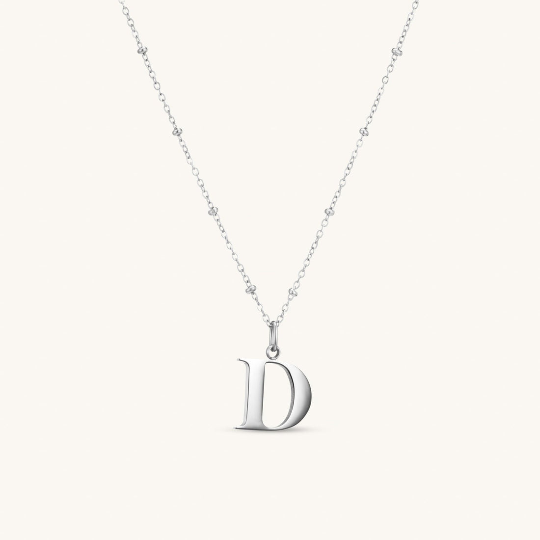 D Initial Necklace In Silver