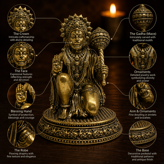 Sankat Mochan — Brass Hanuman, Seated Form
