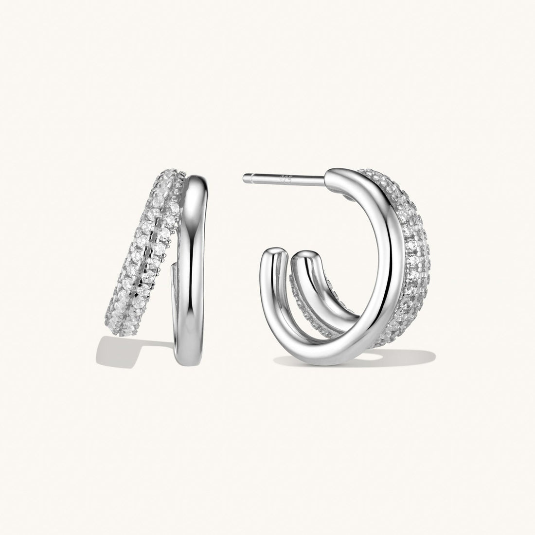 Duo Layered Hoops Silver