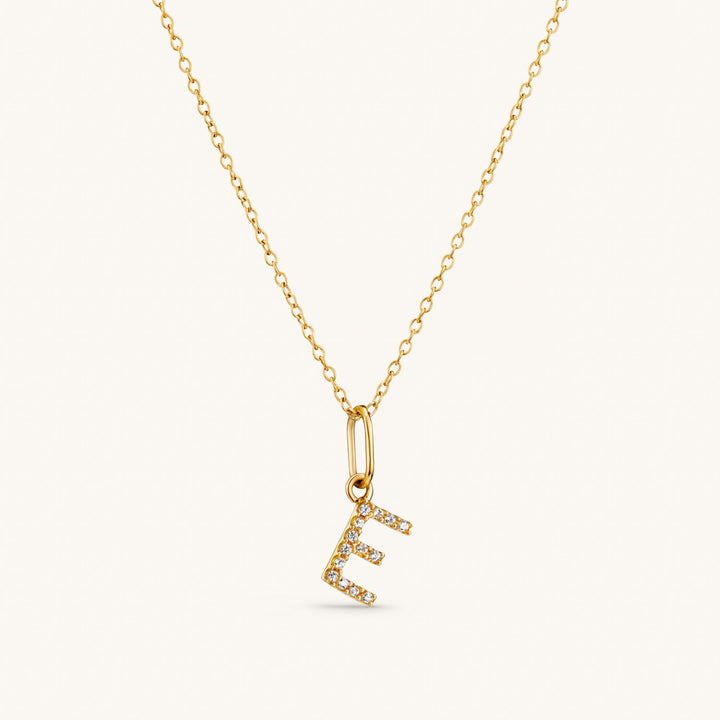 E Crystal Initial Necklace