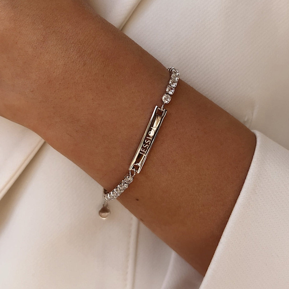 Engraved Tennis Bracelet Silver