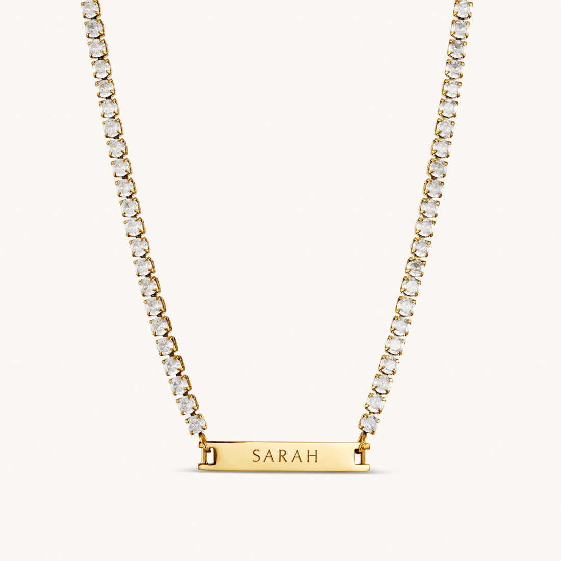 Engraved Tennis Necklace Gold
