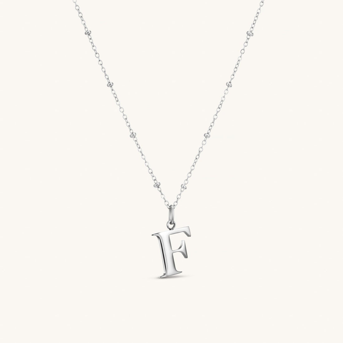 F Initial Necklace In Silver