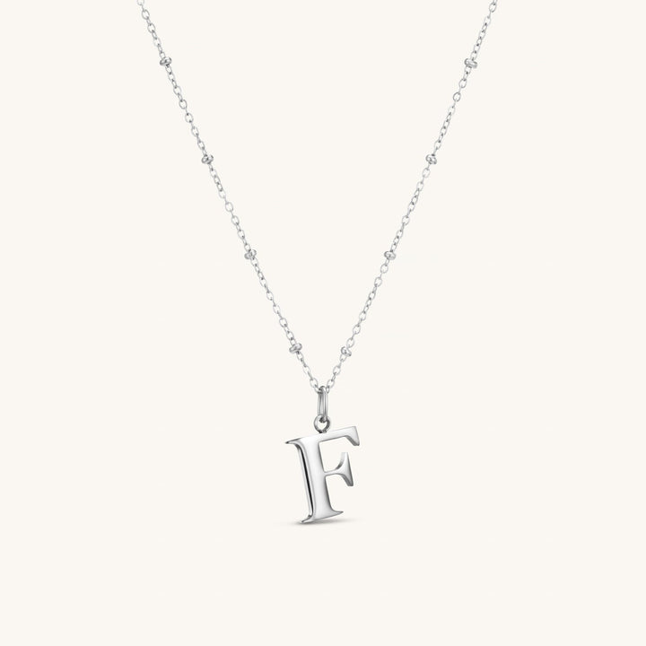 F Initial Necklace In Silver