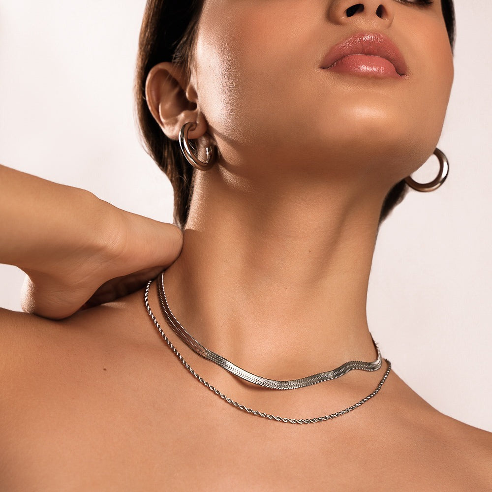 Fine Herringbone Chain In Silver