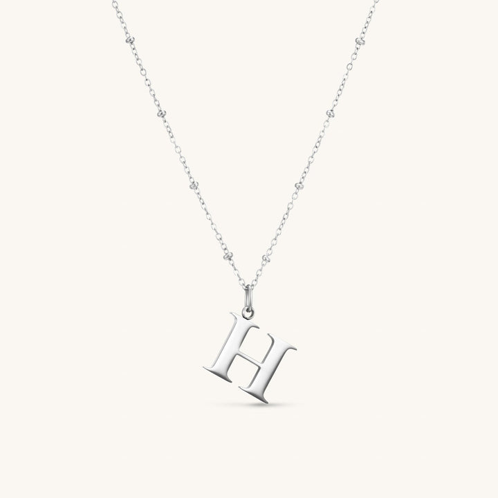 H Initial Necklace In Silver