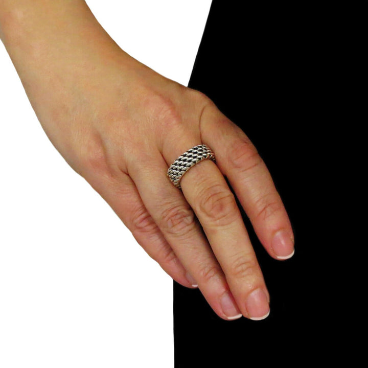 Herringbone Chain Sterling Silver Ring