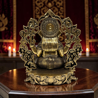 Brass Ganapati with Floral Arch