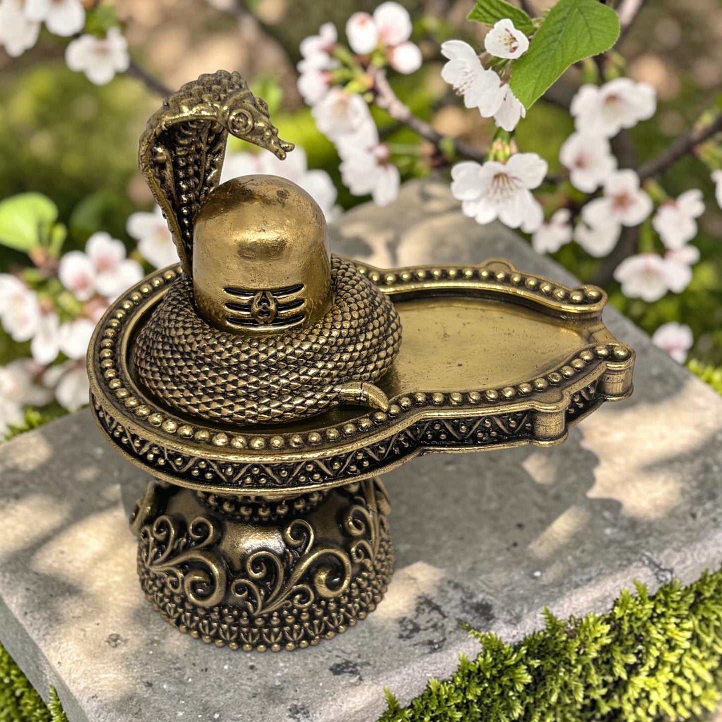 Swayambhu: Brass Shiv Lingam with Vasuki Nag