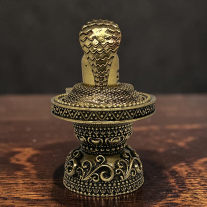 Swayambhu: Brass Shiv Lingam with Vasuki Nag