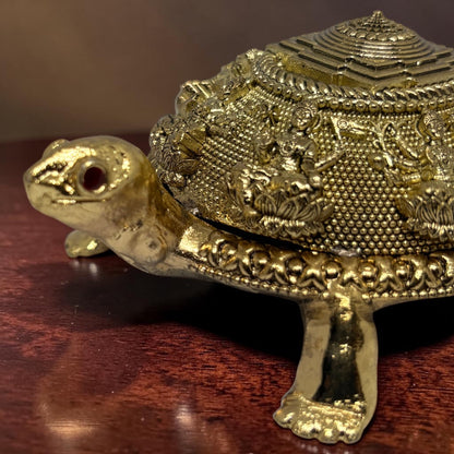 Kurma Shri — Brass Tortoise with Lakshmi & Sri Yantra