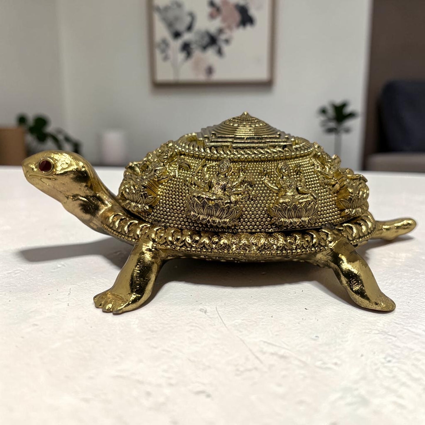 Kurma Shri — Brass Tortoise with Lakshmi & Sri Yantra