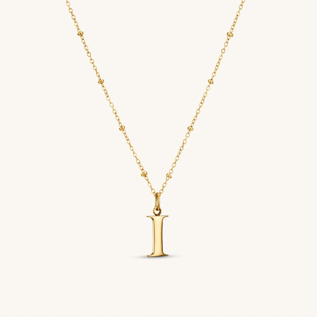 I Initial Necklace Gold