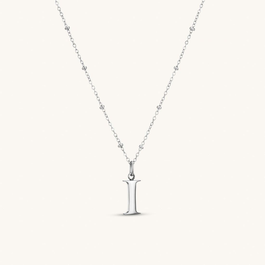 I Initial Necklace  Silver