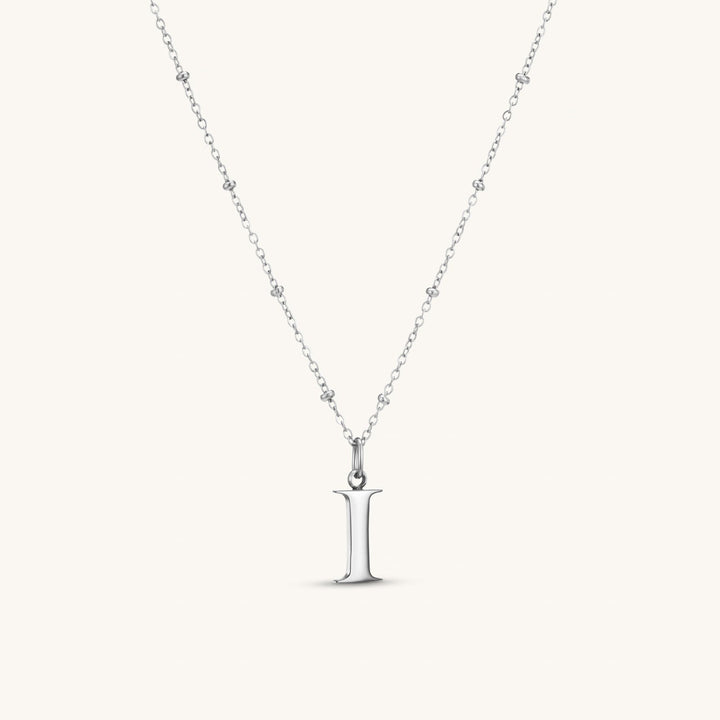 I Initial Necklace  Silver