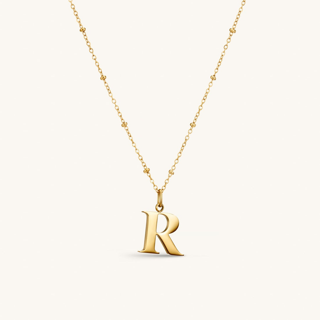 R Initial Necklace In Silver