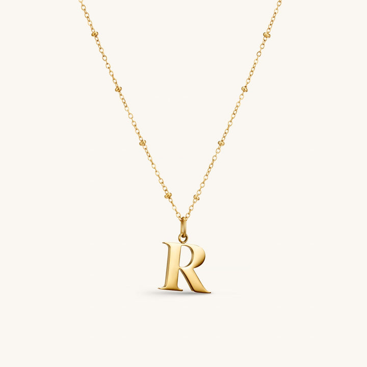 R Initial Necklace In Silver