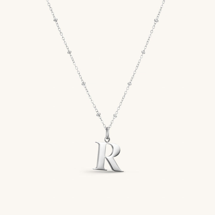 R Initial Necklace In Silver