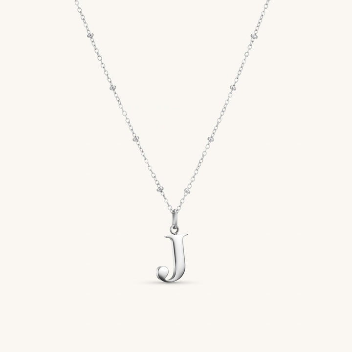 J Initial Necklace In Silver