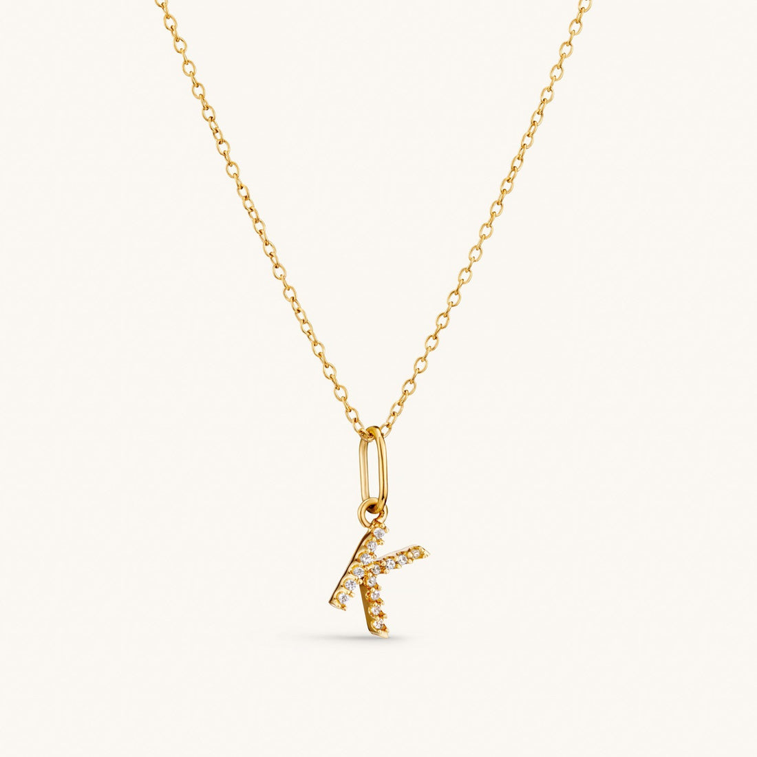 K Crystal Initial Necklace