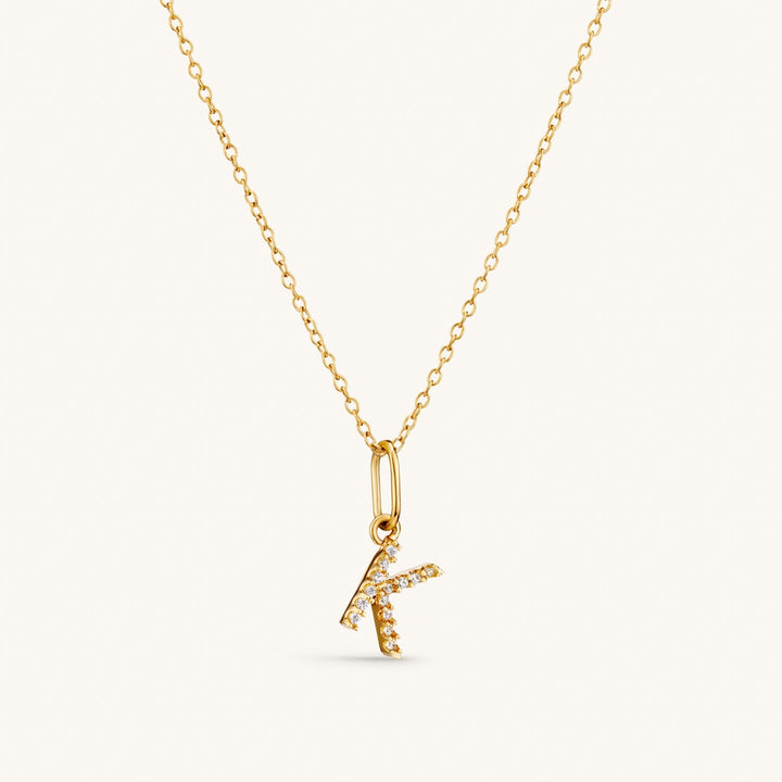 K Crystal Initial Necklace