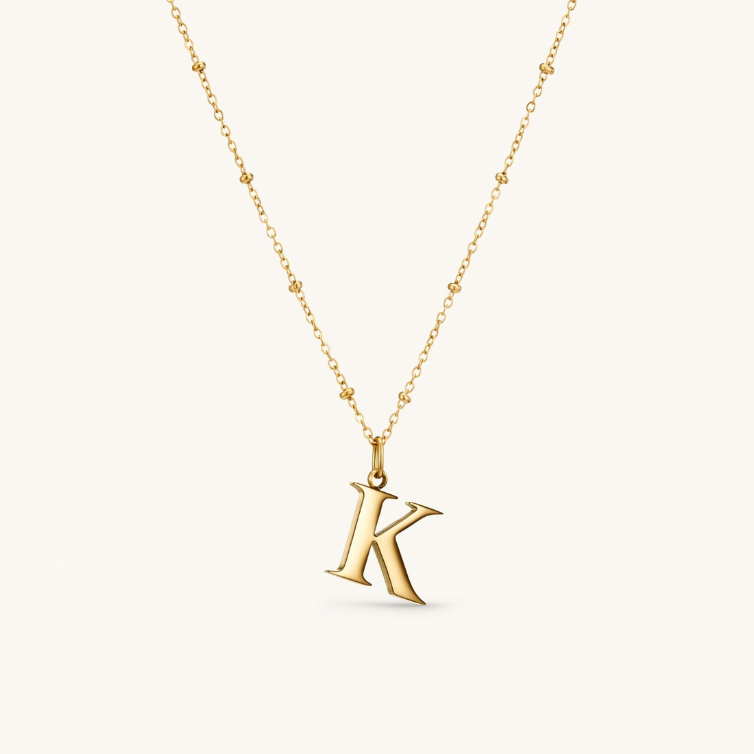 K Initial Necklace In Gold
