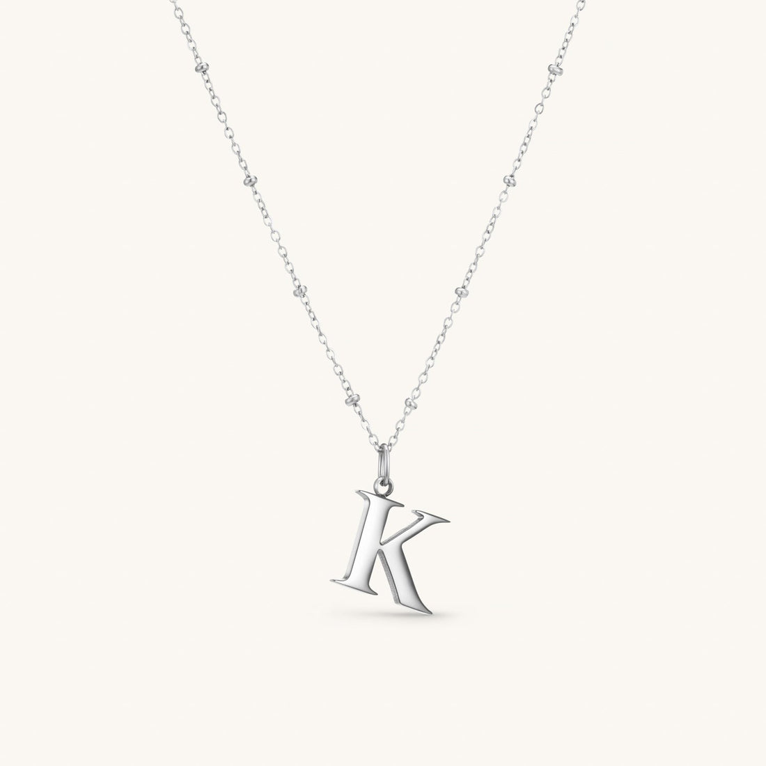 K Initial Necklace In Silver