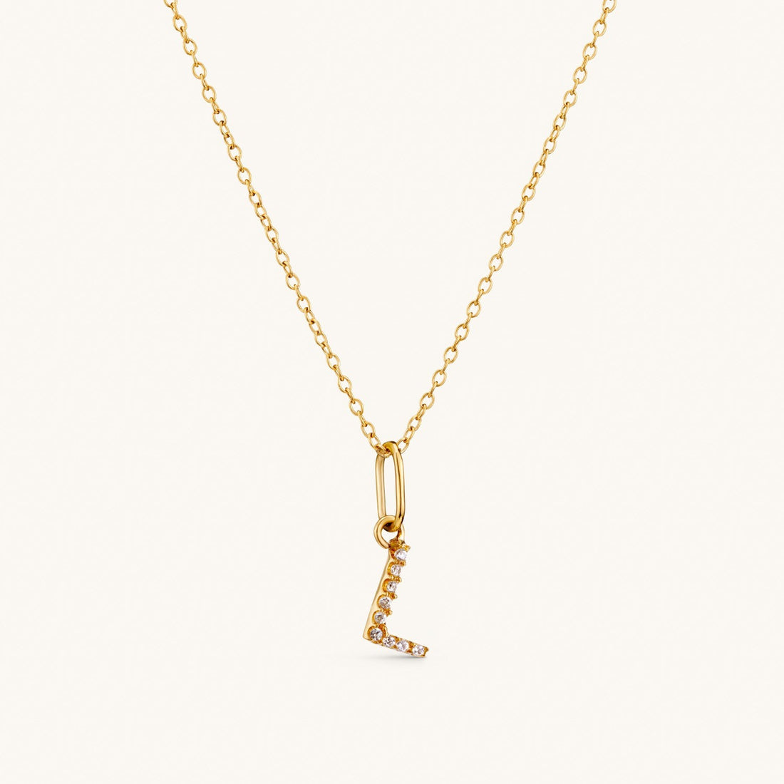 L Crystal Initial Necklace