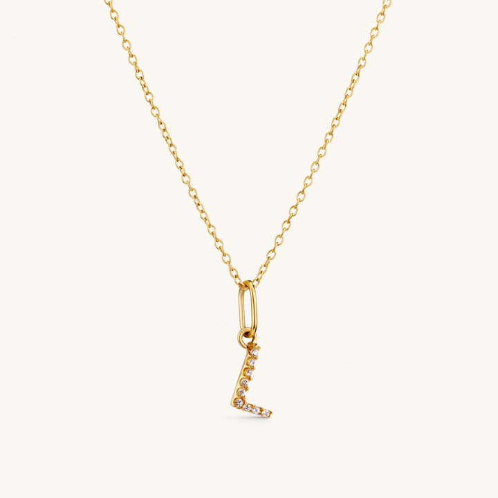 L Crystal Initial Necklace