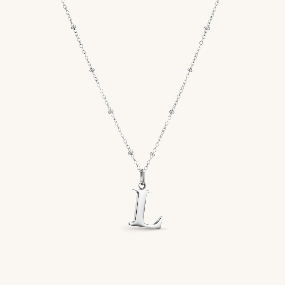 L Initial Necklace In Silver