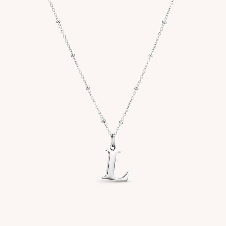 L Initial Necklace In Silver