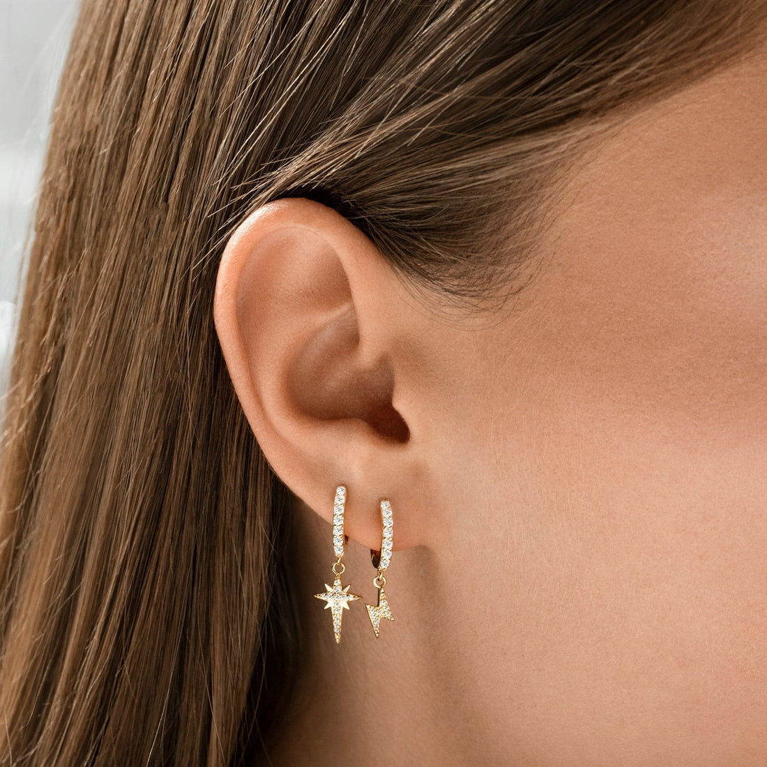 Lightning Drop Hoop Earrings