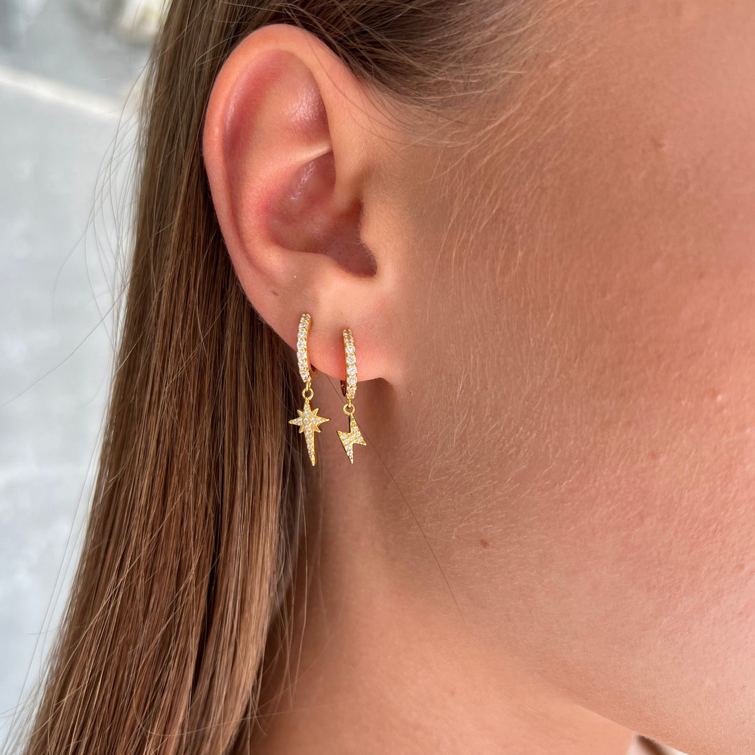 Lightning Drop Hoop Earrings