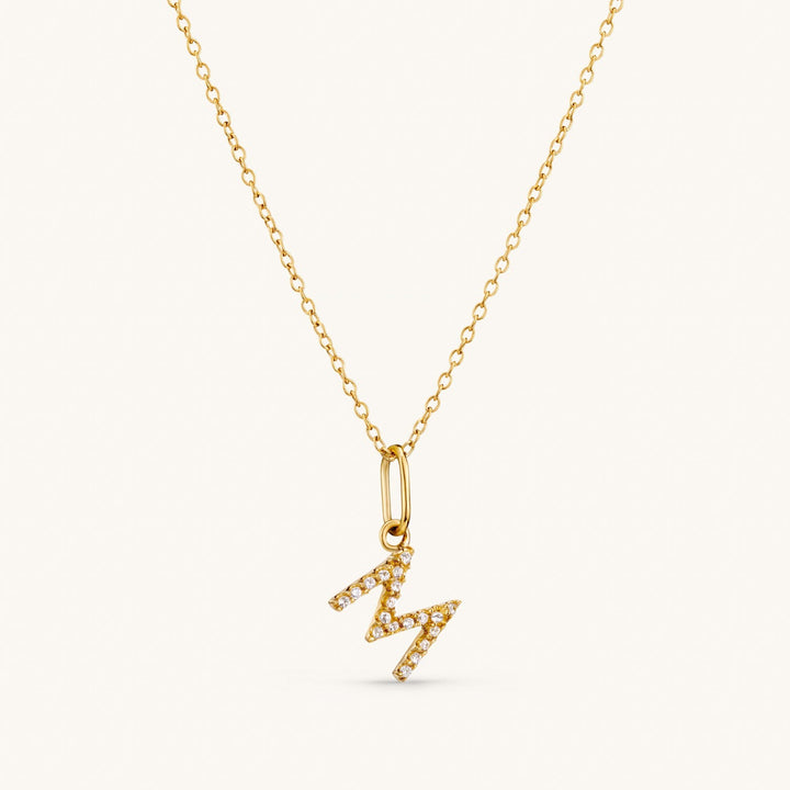 M Crystal Initial Necklace